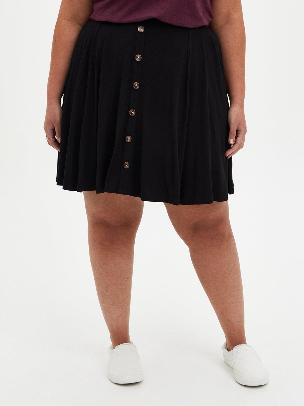 Torrid Super Soft Knit Black Button Up Circle Skirt Size 1